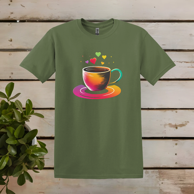 T-Shirt mit Herz-Kaffeetasse