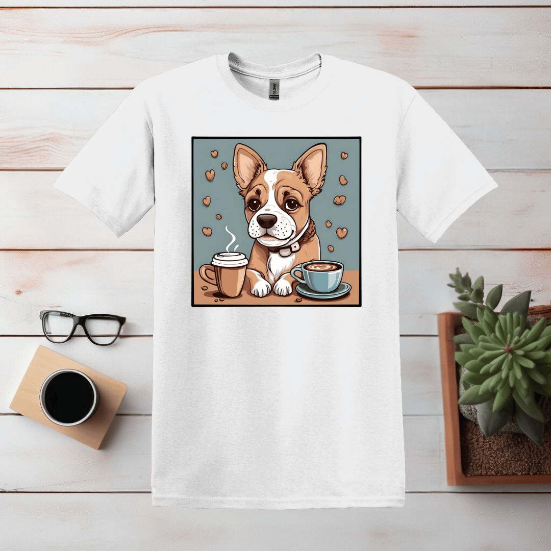 Cute Bulldog and Coffee T-Shirt