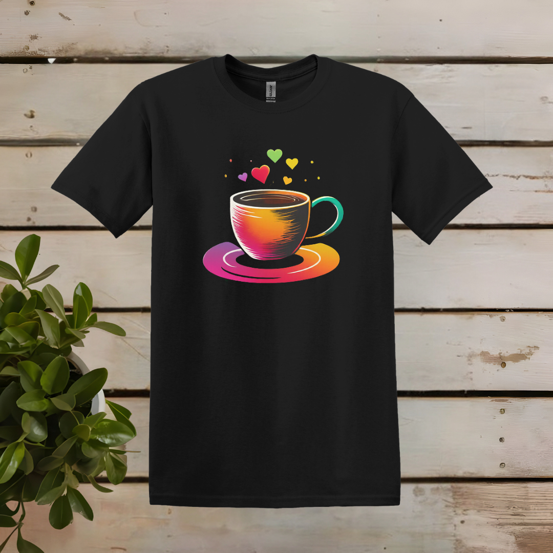 T-Shirt mit Herz-Kaffeetasse