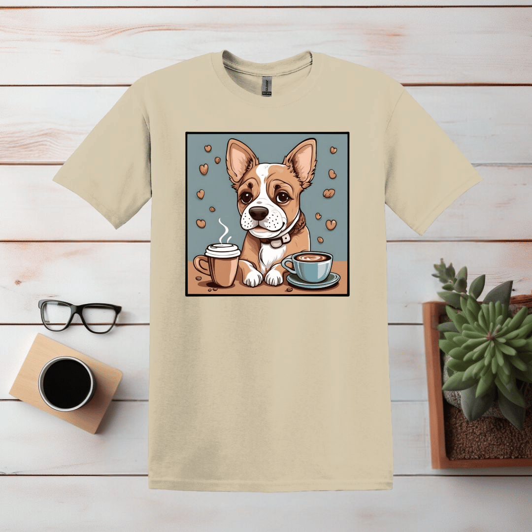 Cute Bulldog and Coffee T-Shirt