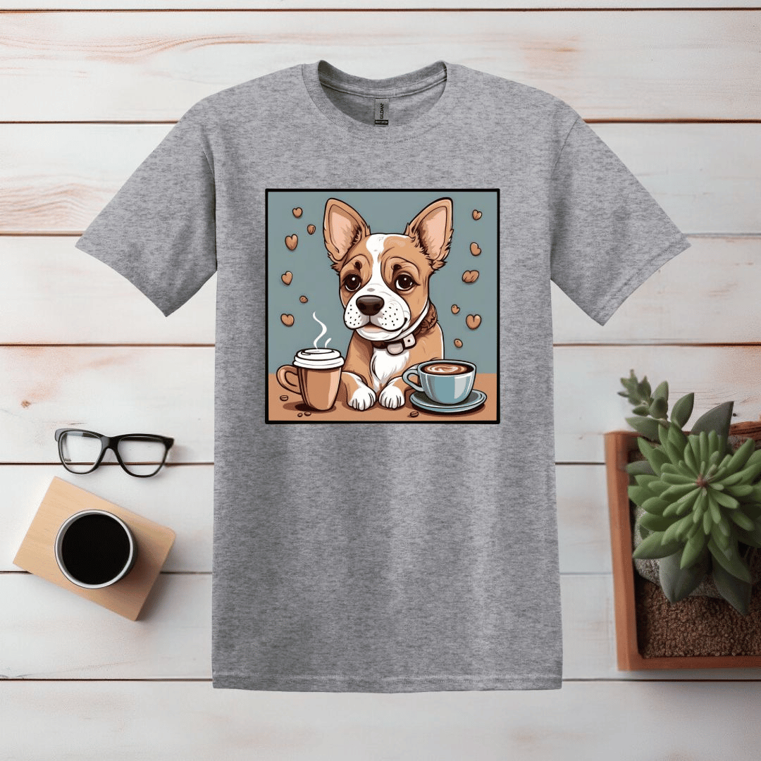 Cute Bulldog and Coffee T-Shirt