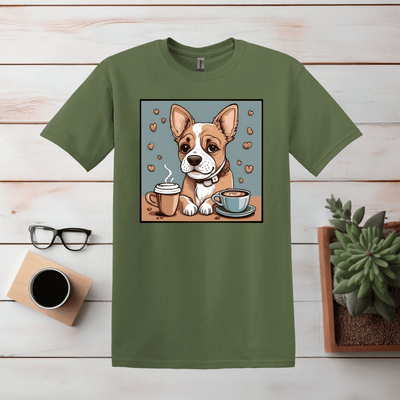 Cute Bulldog and Coffee T-Shirt