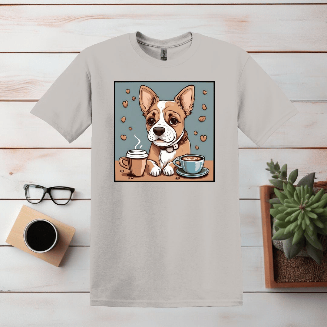 Cute Bulldog and Coffee T-Shirt