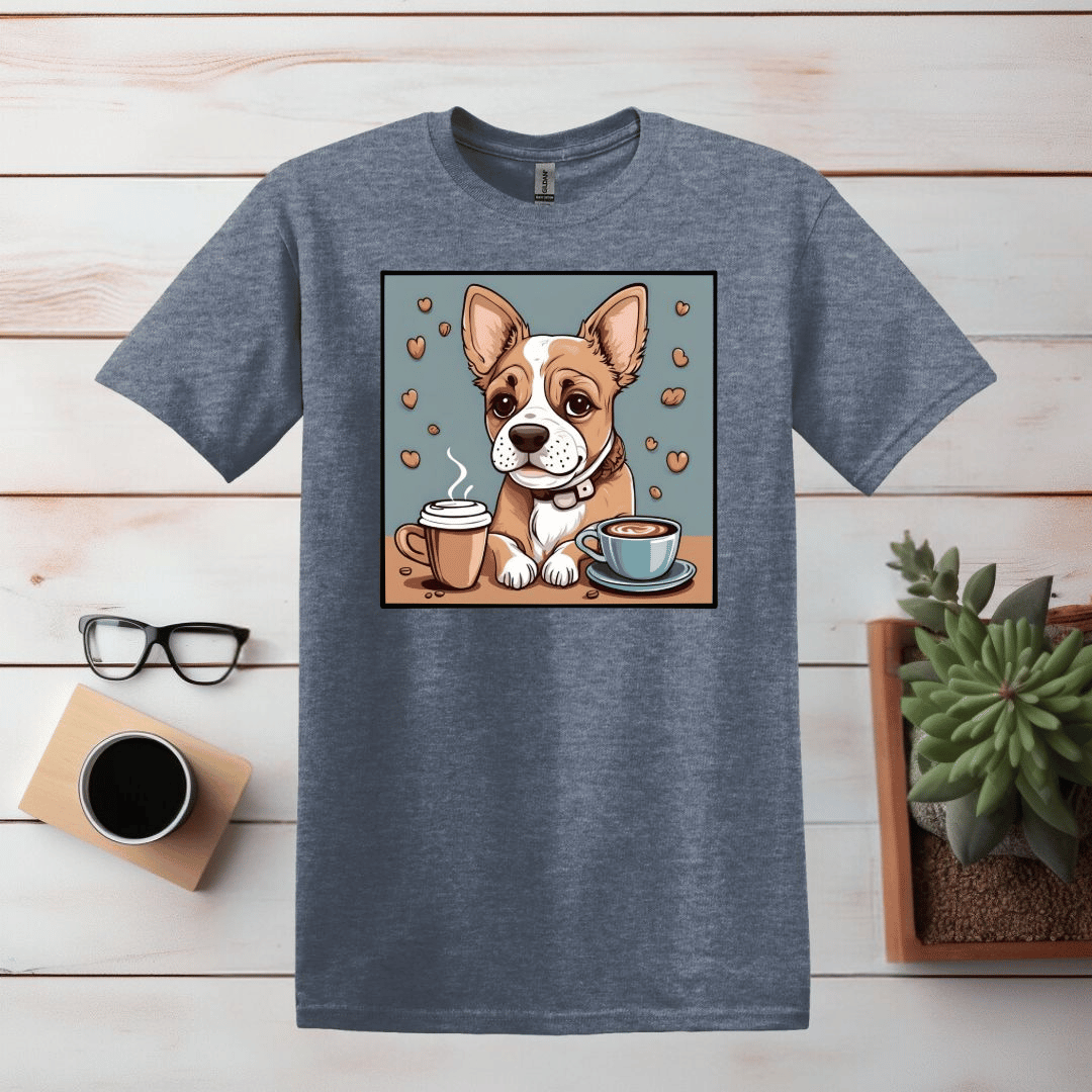 Cute Bulldog and Coffee T-Shirt