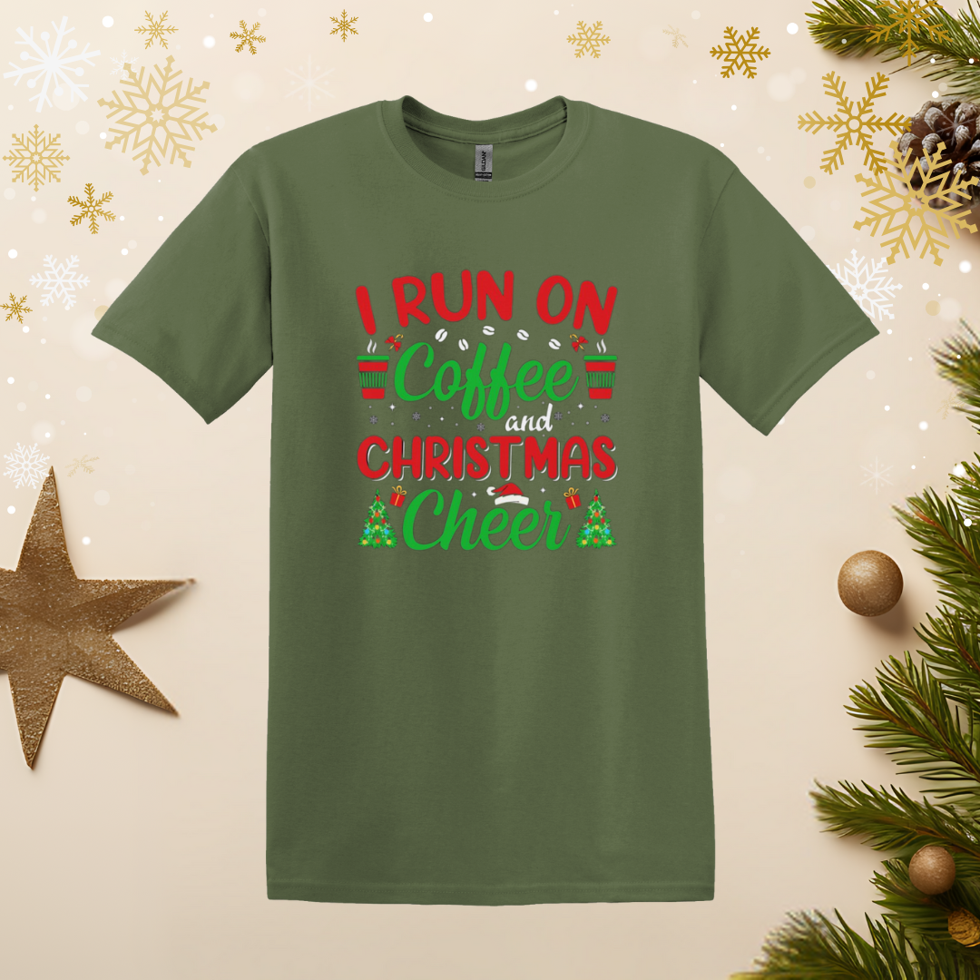 I Run on Coffee and Christmas Cheer T-shirt