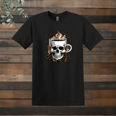 Printify T-Shirt Black / S Skull Coffee Design T shirt