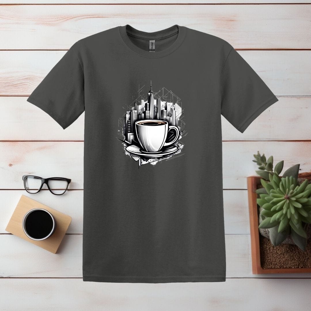 Printify T-Shirt Charcoal / S City Coffee Shirt T shirt