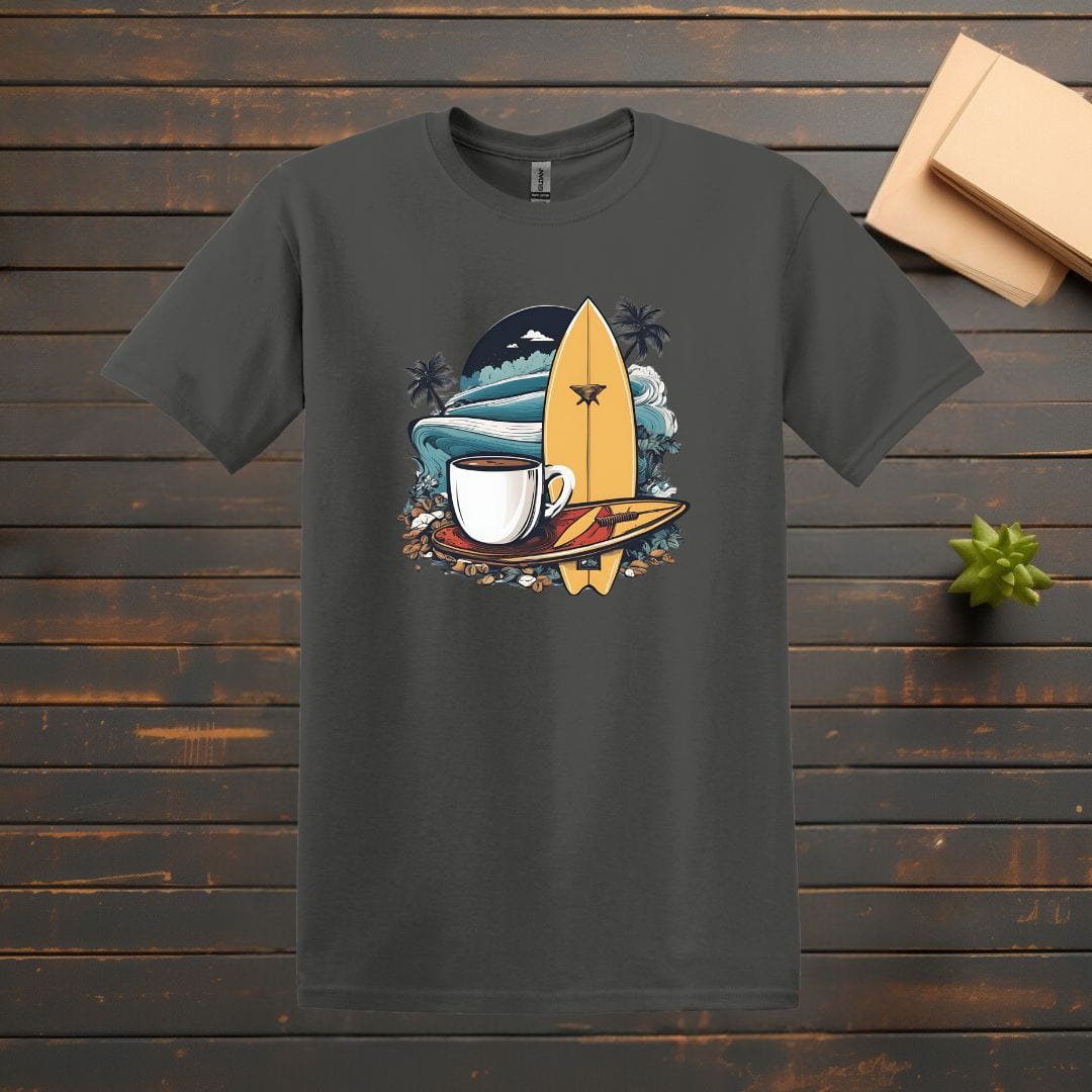 Printify T-Shirt Charcoal / S Coffee and Surfboard T shirt