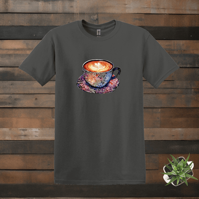 Printify T-Shirt Charcoal / S Kaleidoscope Coffee Cup T shirt