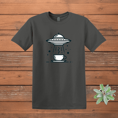 Printify T-Shirt Charcoal / S UFO Coffee T shirt