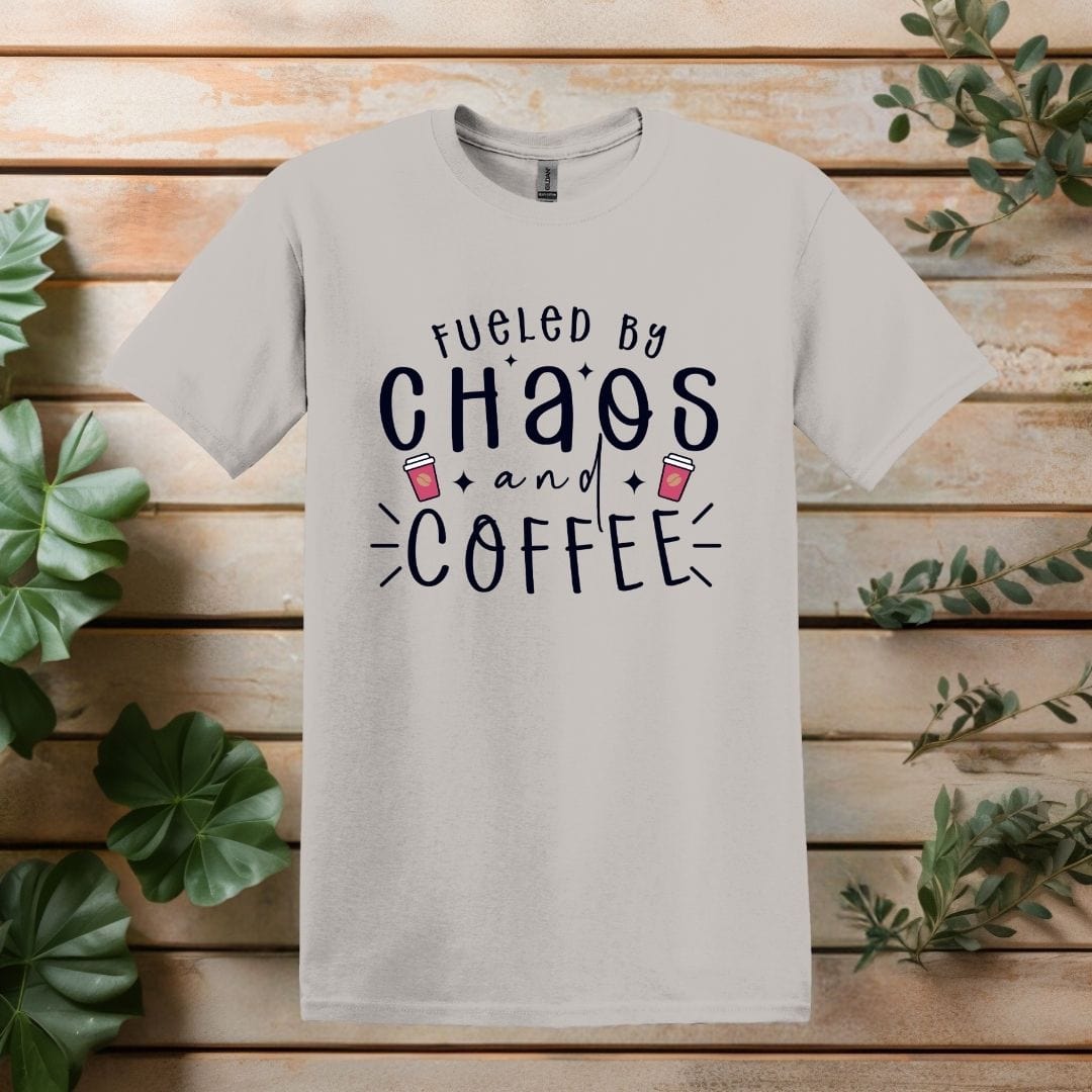 Printify T-Shirt Fueled by Chaos and Coffee T shirt