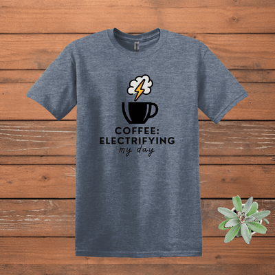 Printify T-Shirt Heather Indigo / 3XL Electrifying Coffee Design T shirt