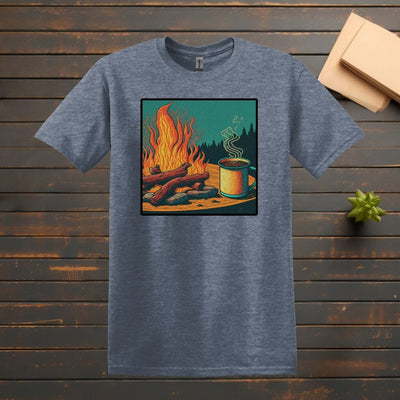 Printify T-Shirt Heather Indigo / S Campfire Coffee T shirt