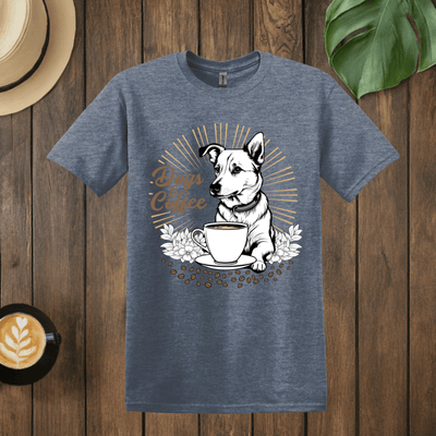 Printify T-Shirt Heather Indigo / S Coffee + Dogs Art T shirt