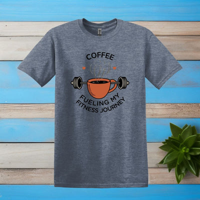 Printify T-Shirt Heather Indigo / S Coffee: Fueling My Fitness Journey T shirt