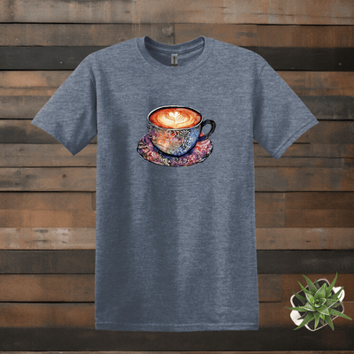 Printify T-Shirt Heather Indigo / S Kaleidoscope Coffee Cup T shirt