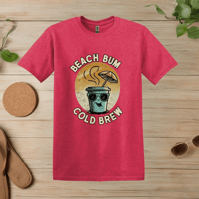 Printify T-Shirt Heather Red / S Beach Bum Cold Brew T shirt