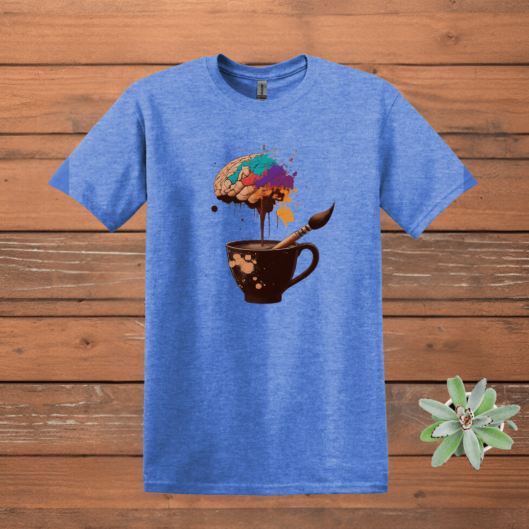 Printify T-Shirt Heather Royal / S Coffee Brain Art T shirt