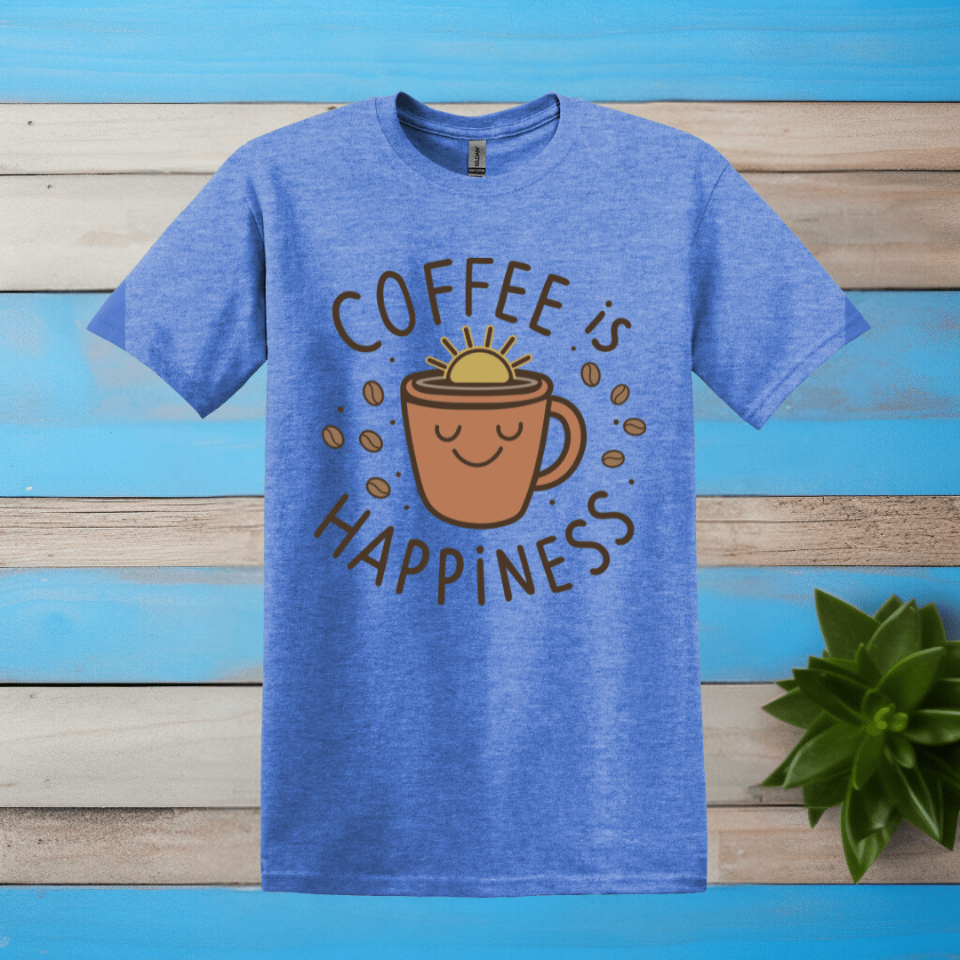 Printify T-Shirt Heather Royal / S Coffee is Happiness T shirt