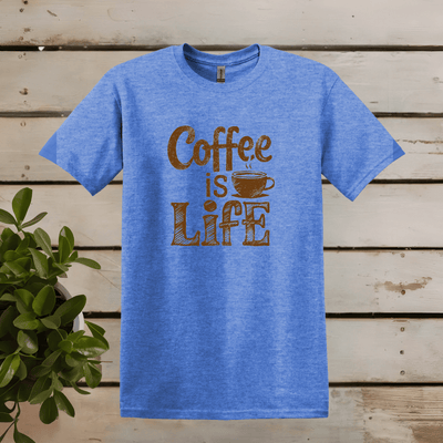 Printify T-Shirt Heather Royal / S Coffee is Life Word Art T shirt