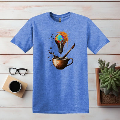 Printify T-Shirt Heather Royal / S Coffee Light Bulb Art T shirt