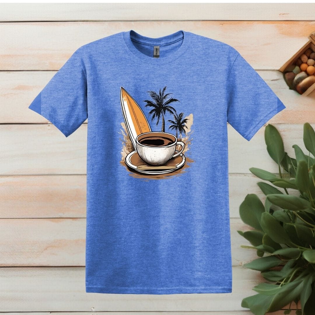 Printify T-Shirt Heather Royal / S Coffee Surfboard T shirt