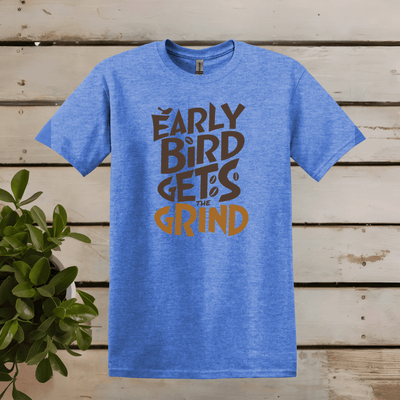 Printify T-Shirt Heather Royal / S Early Bird Gets The Grind T shirt