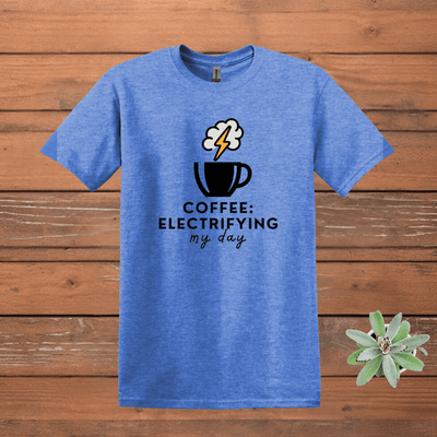 Printify T-Shirt Heather Royal / S Electrifying Coffee Design T shirt