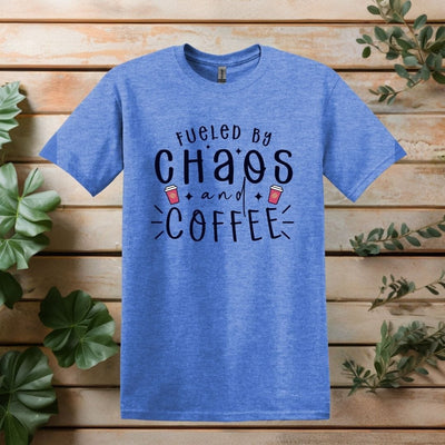 Printify T-Shirt Heather Royal / S Fueled by Chaos and Coffee T shirt