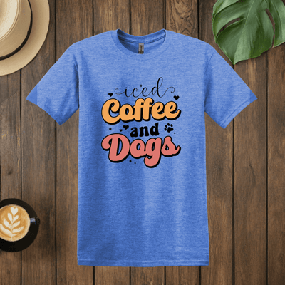 Printify T-Shirt Heather Royal / S Iced Coffee and Dogs T shirt