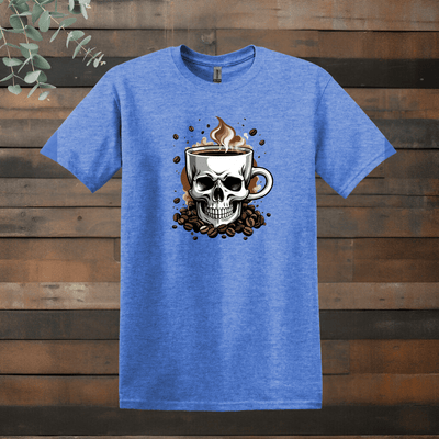 Printify T-Shirt Heather Royal / S Skull Coffee Design T shirt