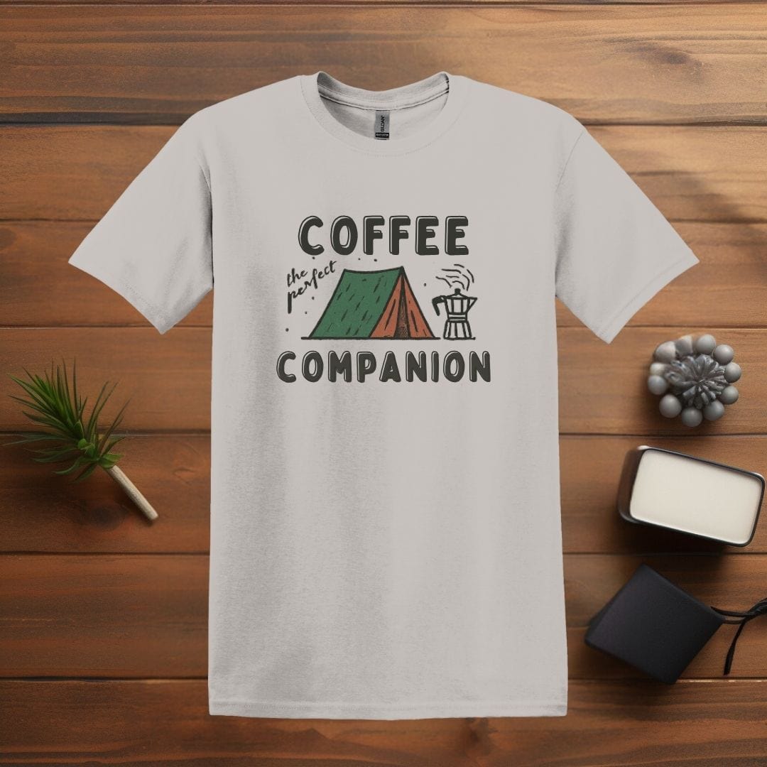 Printify T-Shirt Ice Grey / S Coffee: Camp Companion T shirt