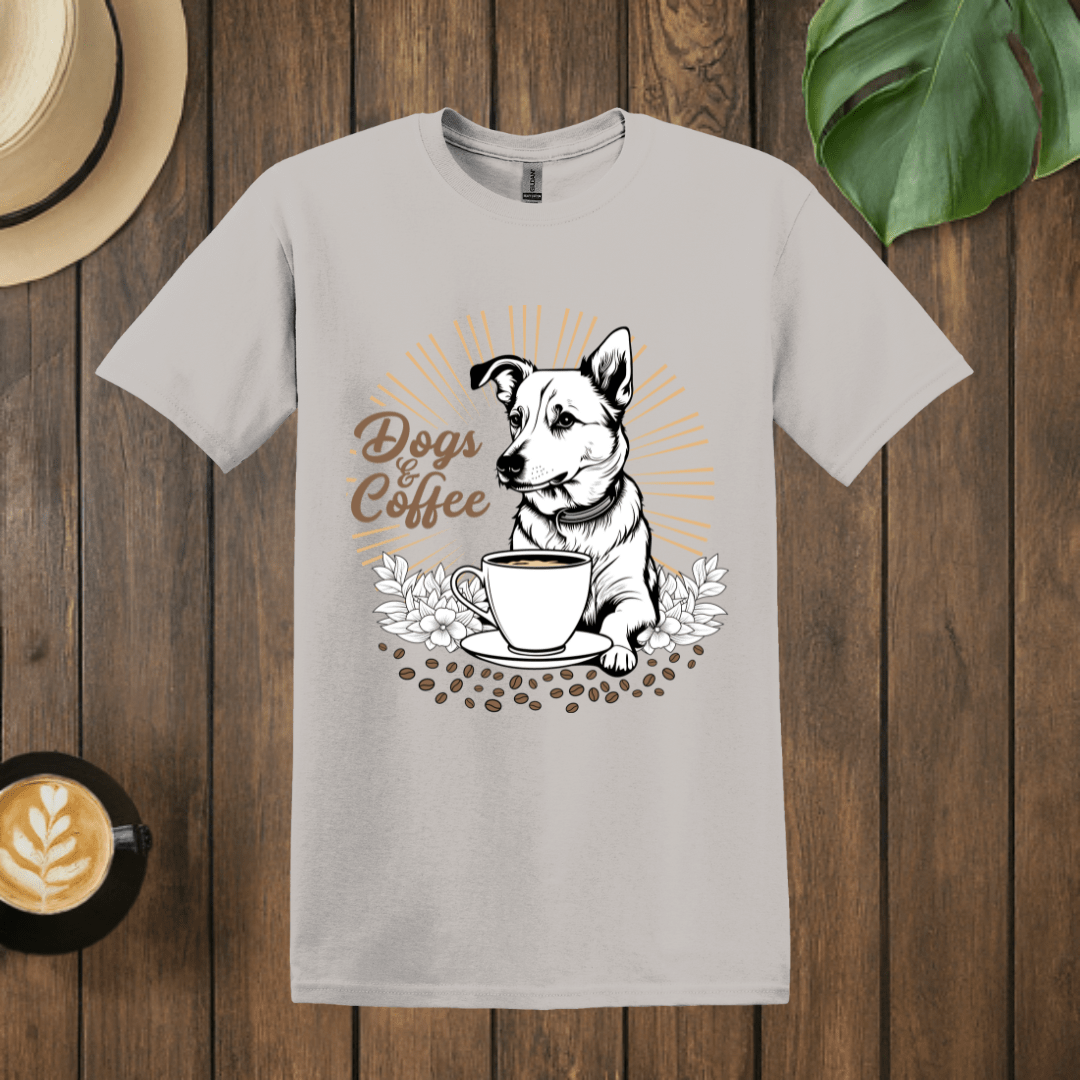 Printify T-Shirt Ice Grey / S Coffee + Dogs Art T shirt