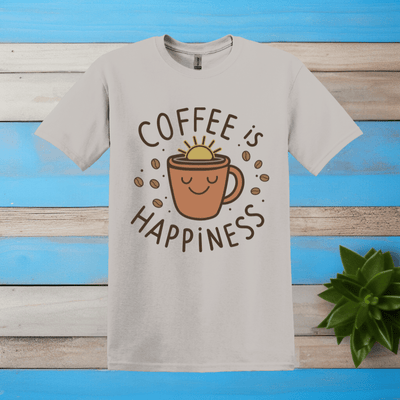 Printify T-Shirt Ice Grey / S Coffee is Happiness T shirt