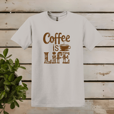 Printify T-Shirt Ice Grey / S Coffee is Life Word Art T shirt