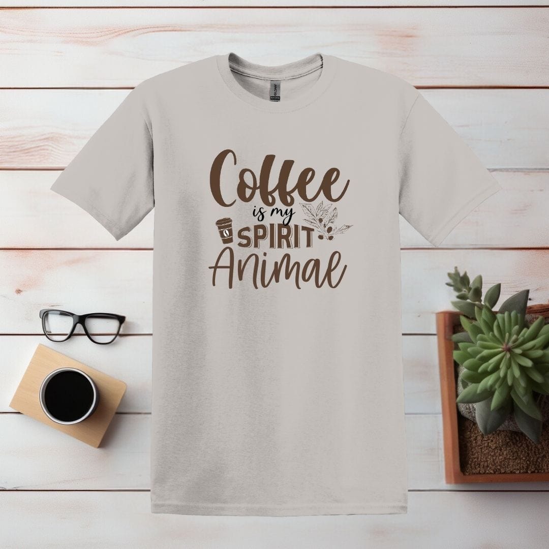 Printify T-Shirt Ice Grey / S Coffee Is My Spirit Animal T shirt