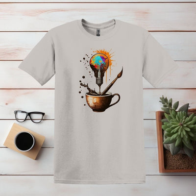 Printify T-Shirt Ice Grey / S Coffee Light Bulb Art T shirt