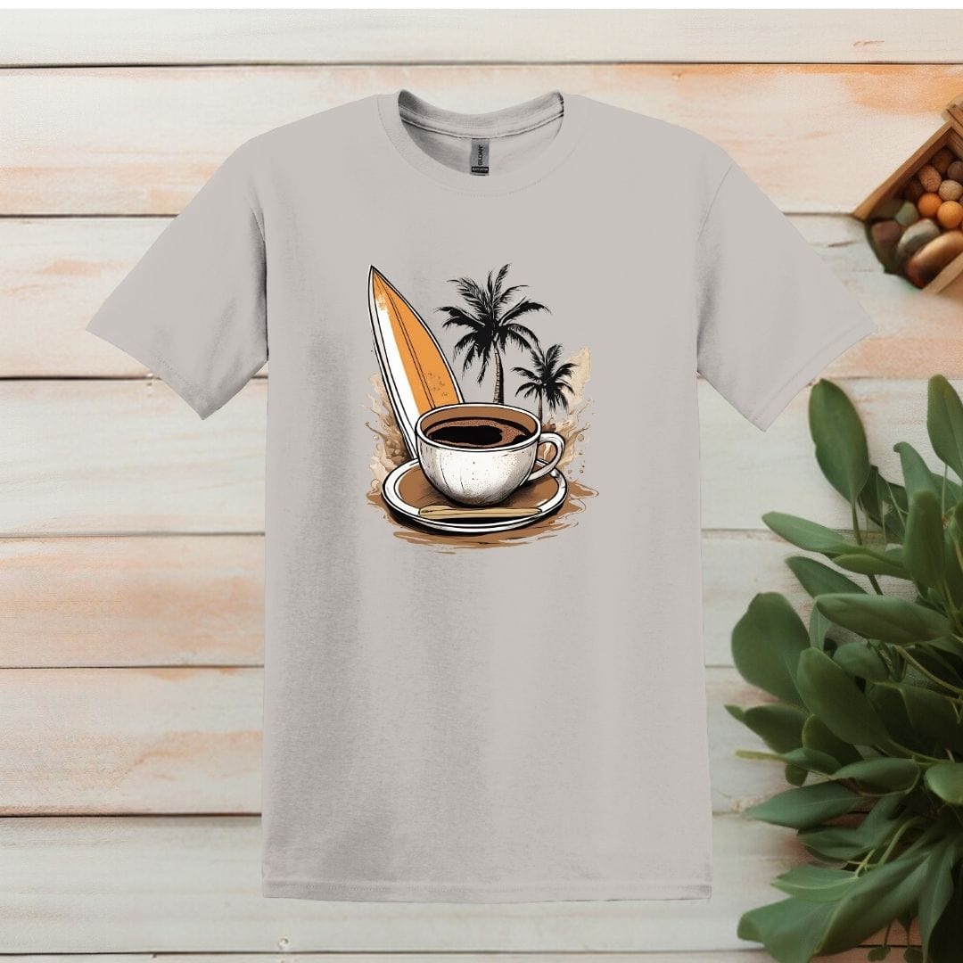 Printify T-Shirt Ice Grey / S Coffee Surfboard T shirt