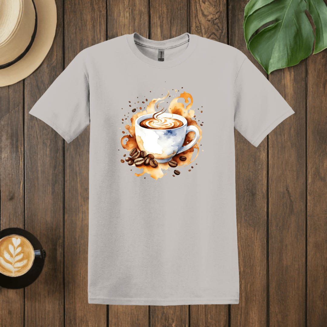 Printify T-Shirt Ice Grey / S Coffee Watercolor Art T shirt