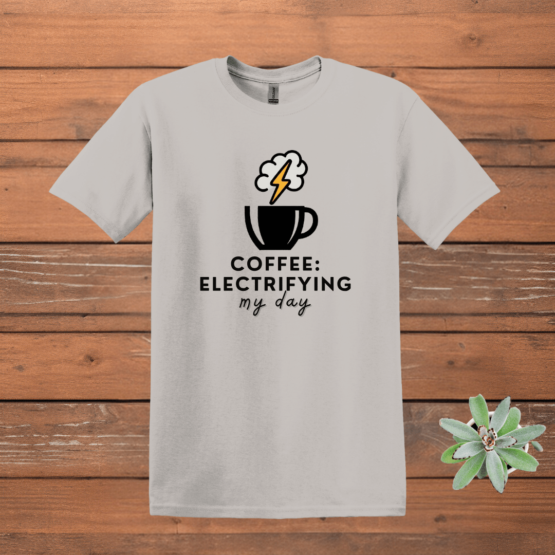 Printify T-Shirt Ice Grey / S Electrifying Coffee Design T shirt