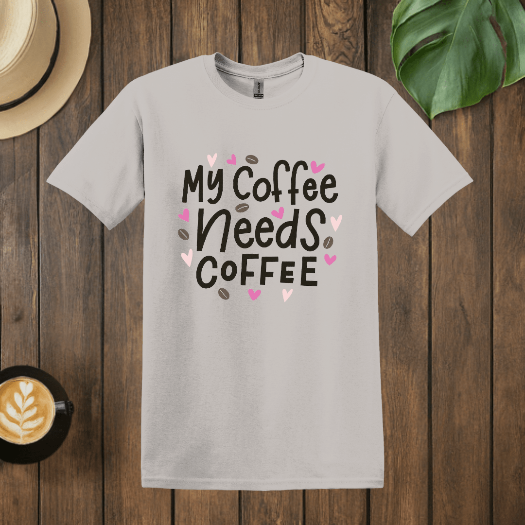 Printify T-Shirt Ice Grey / S My Coffee Needs Coffee T shirt