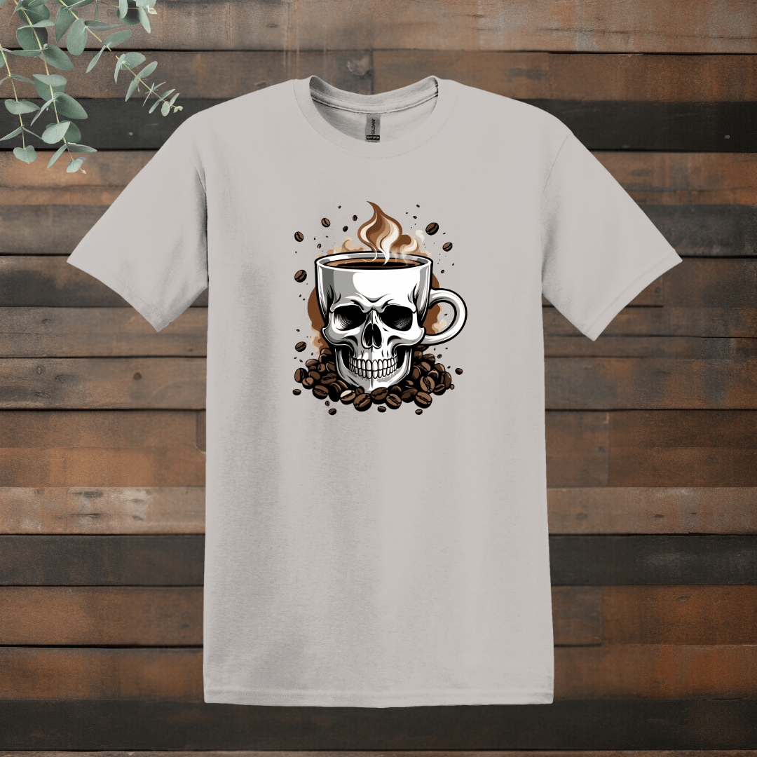 Printify T-Shirt Ice Grey / S Skull Coffee Design T shirt