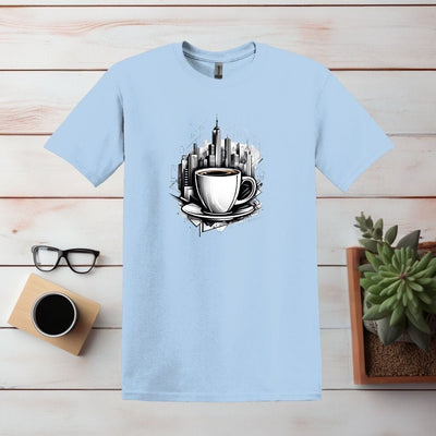 Printify T-Shirt Light Blue / S City Coffee Shirt T shirt