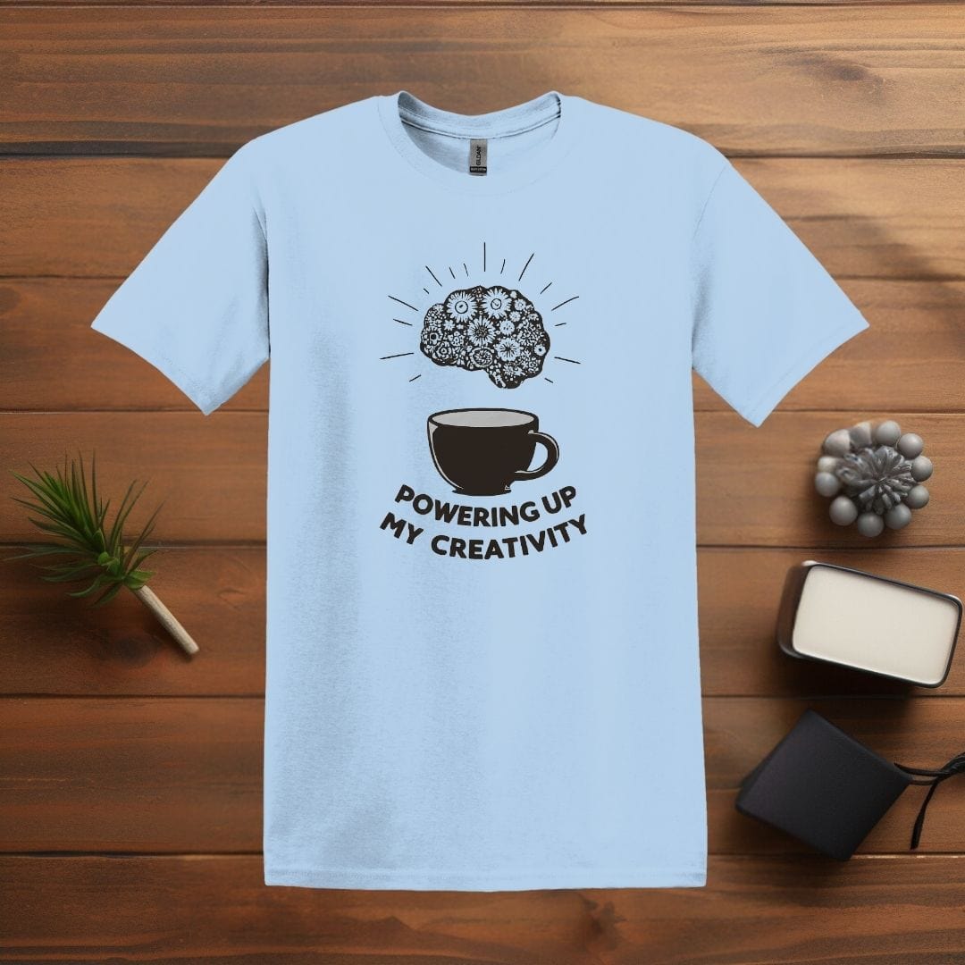 Printify T-Shirt Light Blue / S Coffee Brain and Creativity T shirt