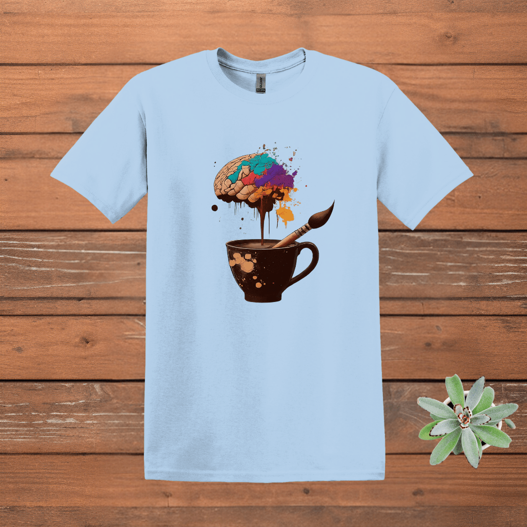 Printify T-Shirt Light Blue / S Coffee Brain Art T shirt