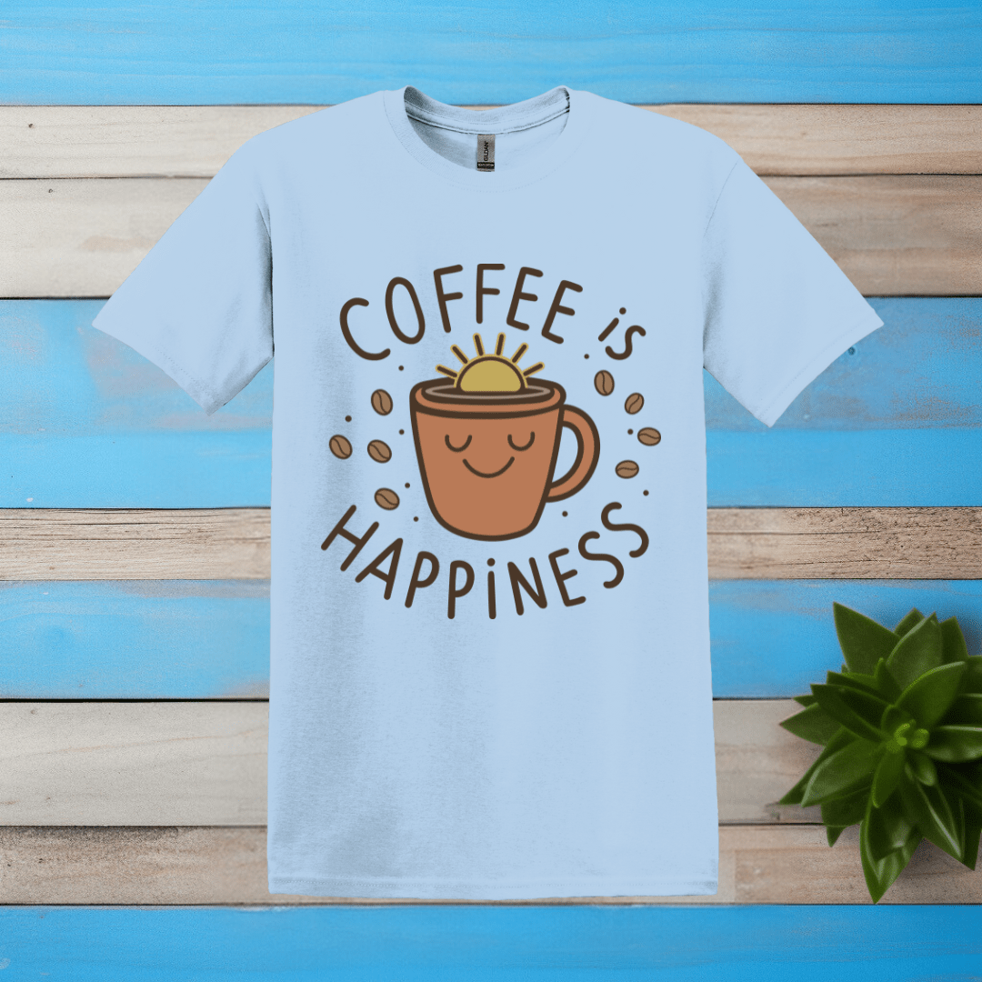 Printify T-Shirt Light Blue / S Coffee is Happiness T shirt