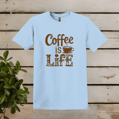 Printify T-Shirt Light Blue / S Coffee is Life Word Art T shirt