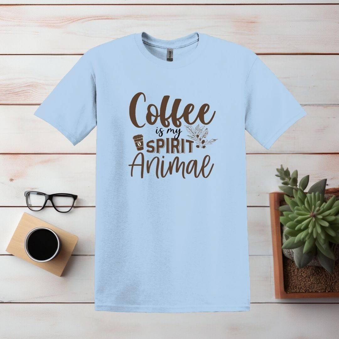 Printify T-Shirt Light Blue / S Coffee Is My Spirit Animal T shirt