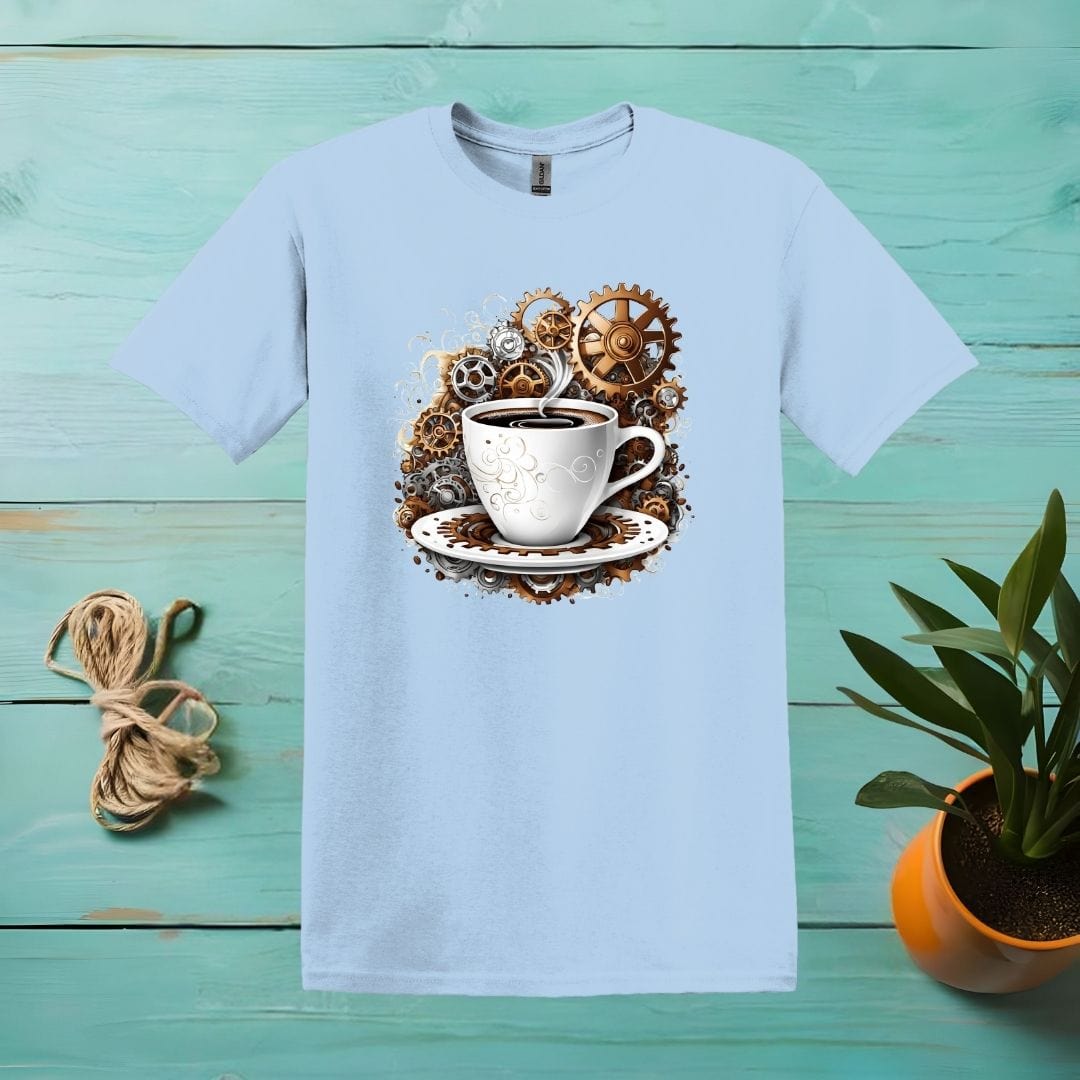 Printify T-Shirt Light Blue / S Coffee Mechanical Mind T shirt