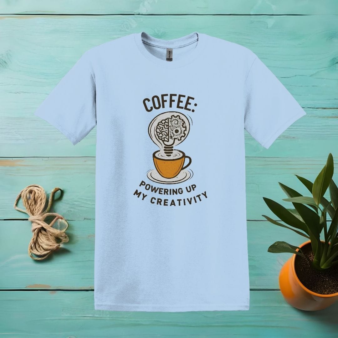 Printify T-Shirt Light Blue / S Creativity and Coffee T shirt